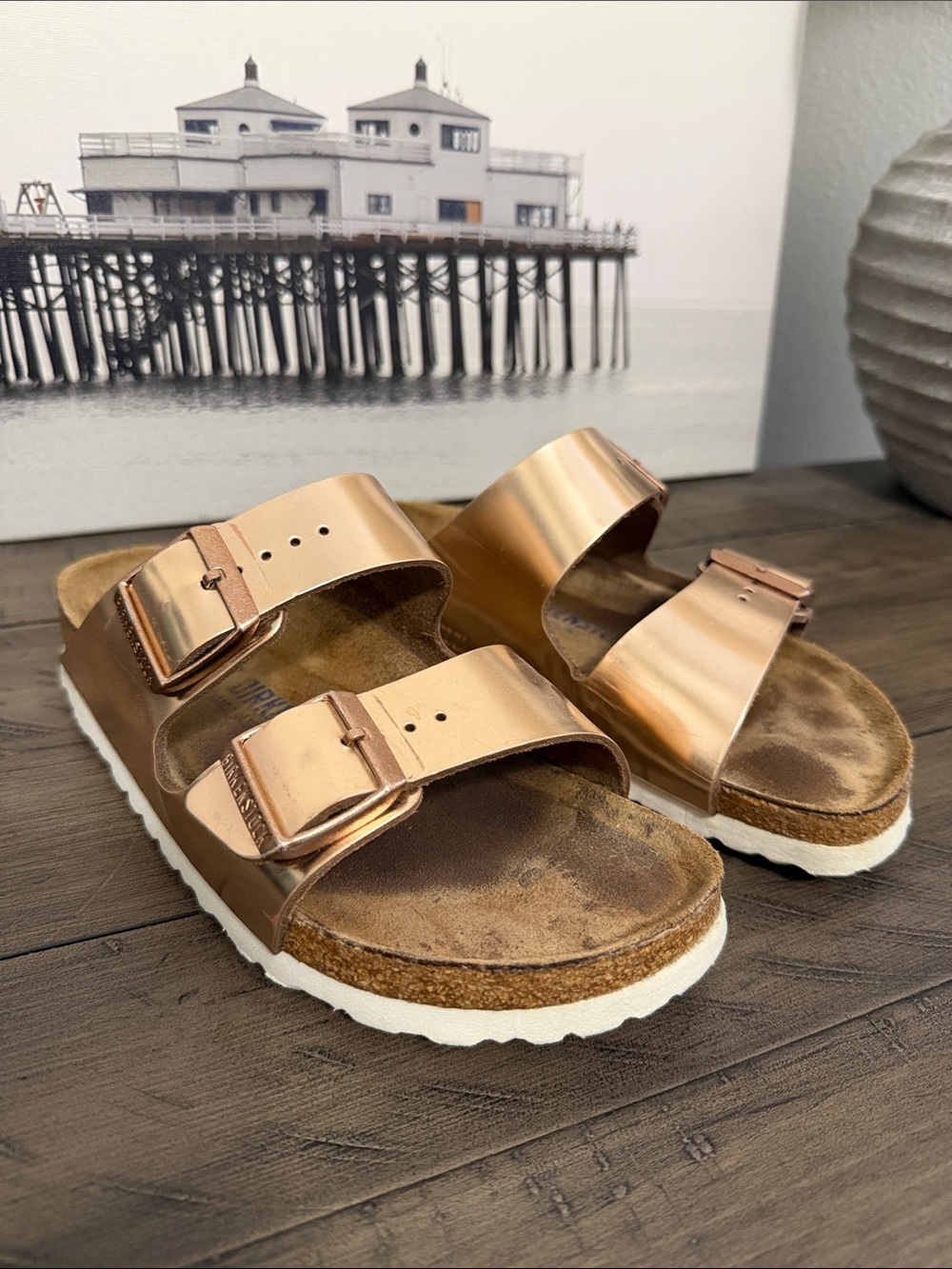 Birkenstock rose gold sandals size 37